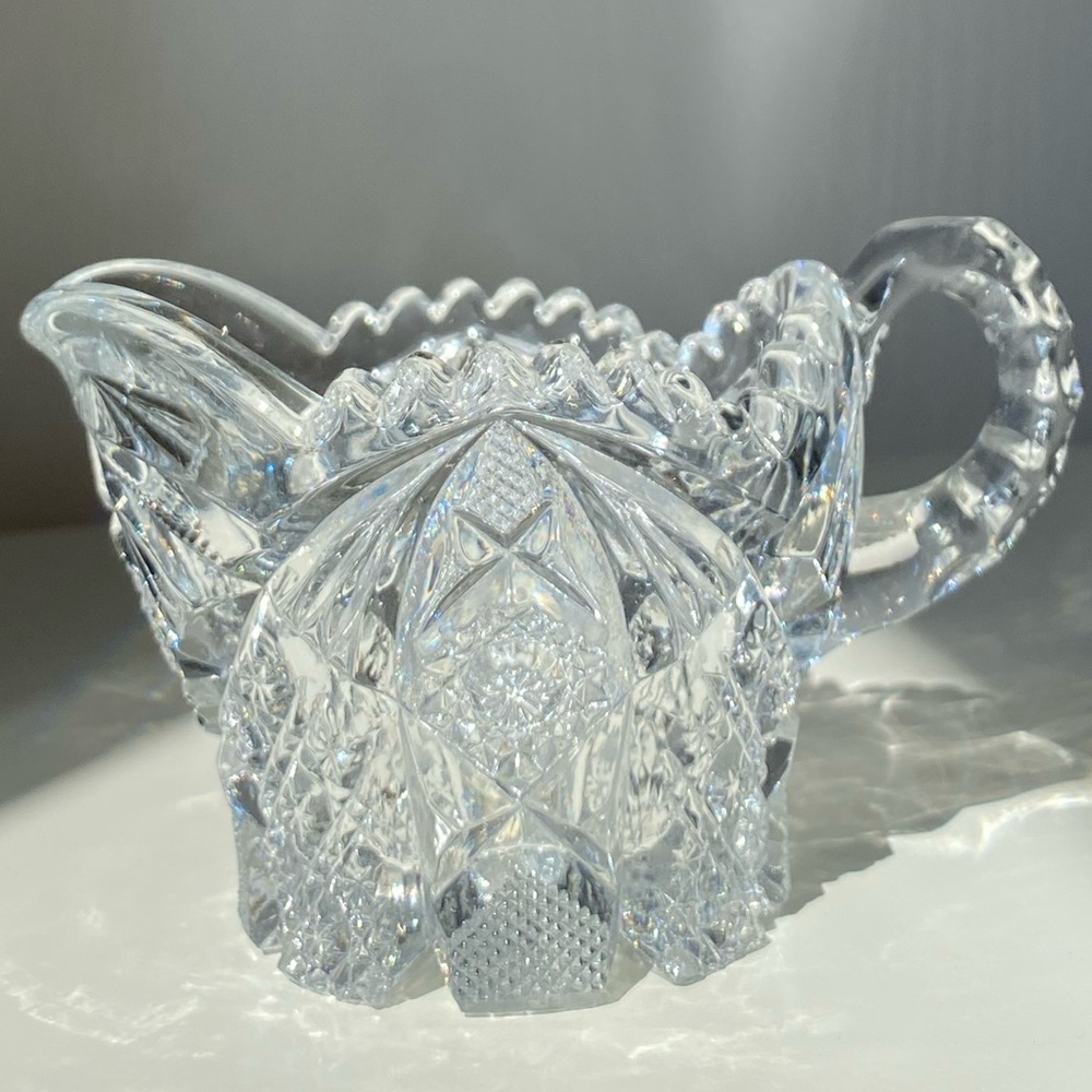 Antique Imperial Glass Nucut Creamer Bowl #526 Hobstar Arches 5 3/8" Wide /